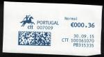 Portugal EMA Postmark sur fragment Datamatrix 30.09.2015 PB315335 bureau 007009