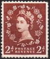 GRANDE BRETAGNE - 1952/54 - Yt n 265 - Ob - Elizabeth II 2p brun