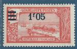 Guadeloupe N93 Pointe  Pitre 2F surcharg 1F05 neuf avec charnire