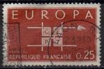 1396 - Europa 0,25  brun - oblitr - anne 1963