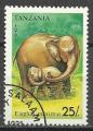 Tanzanie 1991; Y&T n 798; 25s Faune, Elphant & son petit