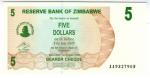 **   ZIMBABWE     5  dollars   2006   p-38    UNC   **