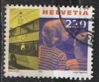 Suisse 2001; Y&T n 1676, (Mi 1751); 220c, voyage d'enfants & autobus