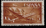 Espagne 1955 - Y&T PA174 - oblitr - Superconstellation et Santa Maria
