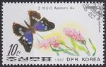Timbre oblitr n 1875(Yvert) Core du Nord 1987 - Papillon et fleurs