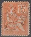 1900-01 117 oblitr 15c orange Type Mouchon