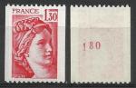 France Sabine 1979; Y&T n 2063 **; 1,30F rouge, roulette n 180 au verso