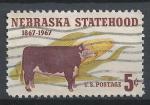 ETATS-UNIS - 1967 - Yt n 831 - Ob - 100 ans Nebraska ; taureau