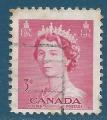 Canada N262 Elizabeth II 3c rose carmin oblitr
