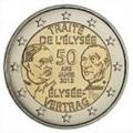 France 2013 - 2 uro, Commmor. 50 ans Trait de l'Elyse, De Gaulle-Adenauer