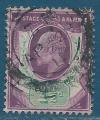 Grande-Bretagne N108 Edouard VII 1,5p violet-brun et vert oblitr
