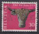 Suisse 1974 YT 962 Obl Pro Patria Archologie Tte de taureau