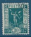N323 Exposition internationale de Paris 30c vert-bleu oblitr