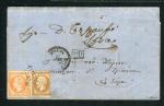 Rare lettre du Bureau Français à Mersina ( Empire Ottoman ) avec les n° 13A & 16