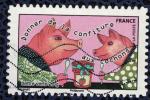 France 2015 Oblitr taureau par les cornes Donner de la Confiture aux cochons