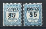Monaco N149+149a* (MH) 1937 Timbre Taxe surchargs "Normal et chiffres espacs"