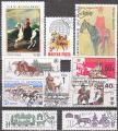 Petit lot de 10 timbres oblitrs sur la thmatique du CHEVAL