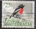 Australie 1966; Y&T n 333; 25c, oiseau, Rouge-Gorge