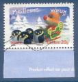 N3986a Meilleurs voeux - traineau - timbre gomm issu de feuillet oblitr