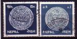 Npal 1979  2 timbres  oblitrs  monnaies 