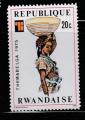 Rwanda timbre anne 1975 Africaine en costume locale