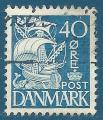 Danemark N263 II Voilier 40o bleu oblitr