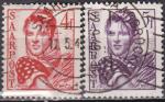 SARRE N 236/7 de 1948 oblitrs les 2 seuls timbres  ce type  