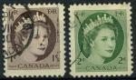 Canada : n 267 et 268 oblitrs, anne 1954