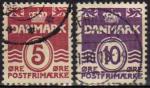 Danemark/Denmark 1938 - Armoirie: chiffre & vague sous couronne - YT 254 & 259 