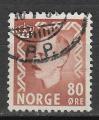 NORVEGE - 1950/52 - Yt n 331 - Ob - Haakon VII 80o brun rouge