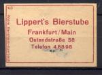 Etiquette Allumette Lippert's Bierstube Frankfurt/Main Etiquettes Allumettes