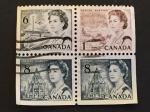Canada 1971 - Y&T 470a (x 2), 378j et 382Aa en bloc de 4 timbres obl.