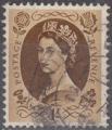GRANDE BRETAGNE - 1952/54 - Yt n 276 - Ob - Elizabeth II 1s bistre brun ; queen