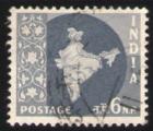 Inde 1957 Oblitr rond Used Stamp Map Carte Mappe gris
