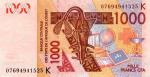 Afrique De l'Ouest Sngal 2007 billet 1000 francs pick 715e neuf UNC