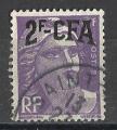 Runion 1951; Y&T n 292; 2F CFA marianne de Gandon, violet