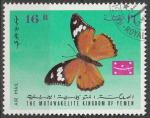 Timbre oblitr n 448A(Michel) Ymen 1968 - Papillon