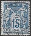 FRANCE - 1877/80 - Yt n 90 - Ob - Type Sage 0,15c bleu
