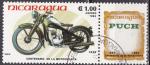 NICARAGUA "les motos"  n 1370 de 1985 oblitr avec la vignette