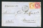 Rare lettre de Paris pour Messine ( Sicile 1874 ) avec les n° 38 & 57
