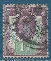 Grande-Bretagne N108 Edouard VII 1,5p violet-brun et vert oblitr (perfor)
