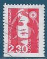 N°2629 Marianne du Bicentenaire 2.30 rouge (dentelé sur 3 côtés) oblitéré
