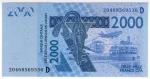 **   MALI    (BCEAO)     2000  francs   2020   p-416t D    UNC   **