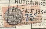 Timbre fiscal 75c perfor EH sur facture HUTCHISON de 1934