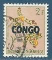 Congo N390 Fleur - ansellia 2F - surcharg CONGO en noir oblitr