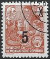 Allemagne - RDA - 1954 - Yt n 177 - Ob - Plan quinquennal 5p sur 8p brun jaune