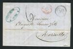 Rare lettre du BFE de Tunis pour Marseille ( 1868 ) - Taxe 6 Décimes