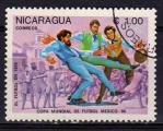 NICARAGUA  N 1359 Y&T o 1985 coupe du Monde Mexico Football  travers les ages 