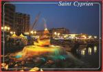 Pyrnes-Orientales ( 66 ) Saint-Cyprien : Fontaine et port de plaisance de nuit