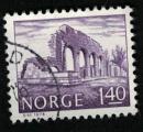 Norvge 1978 Oblitr Used Btiments en ruines gris violet fonc SU